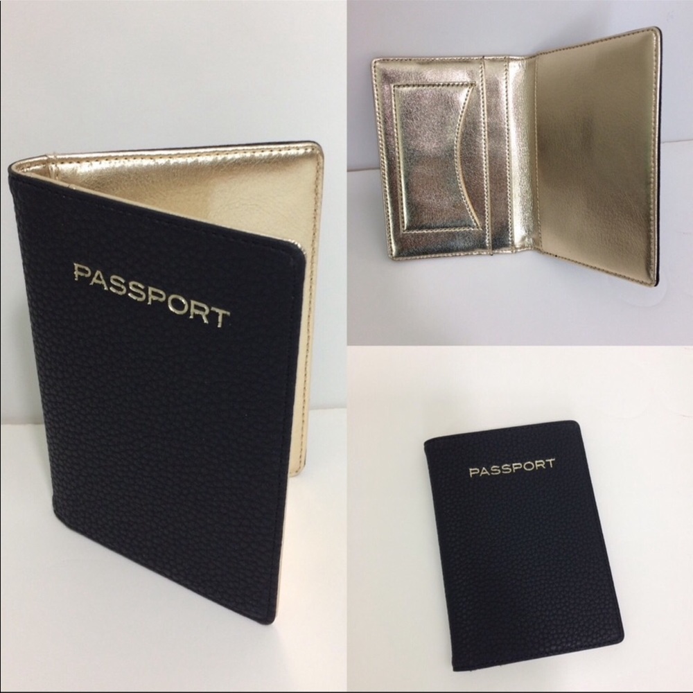 Magicsuit Black Passport holder with gold letters NWOT